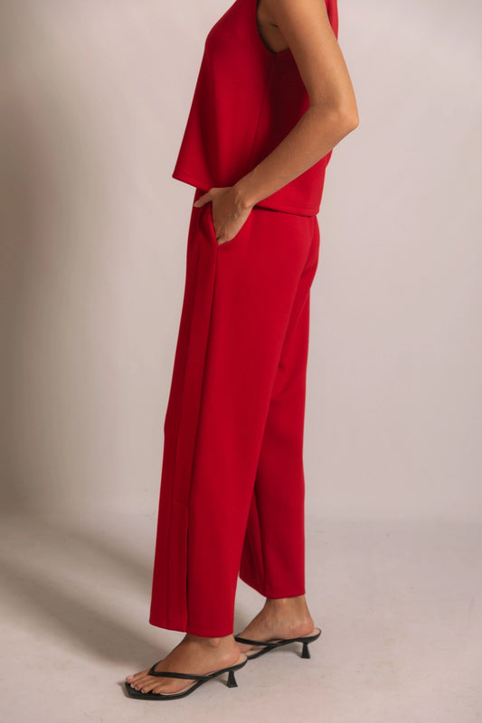 BUTTER MODAL WIDE LEG PANT IN RED