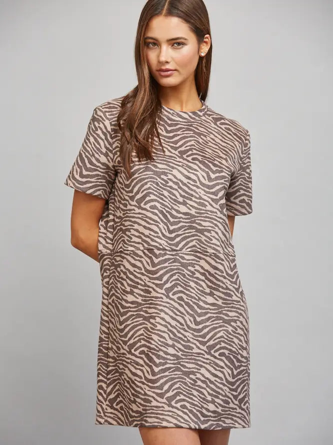 ANIMAL PRINT SHIFT DRESS