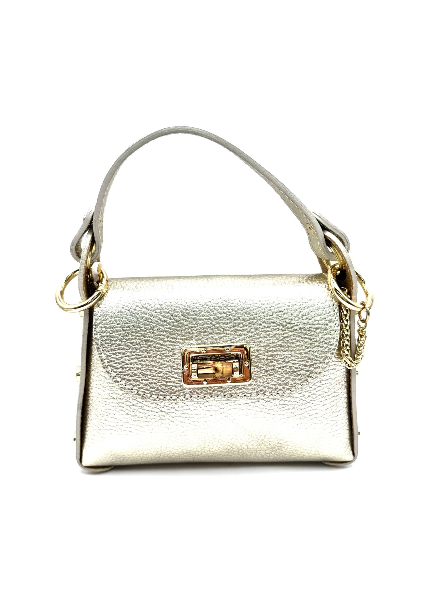 LEATHER TOP HANDLE BAG GOLD