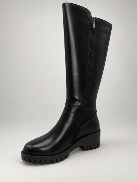 AQUA-FLEX JENNA BLACK BOOT WITH EXPANDABLE CALF PANEL