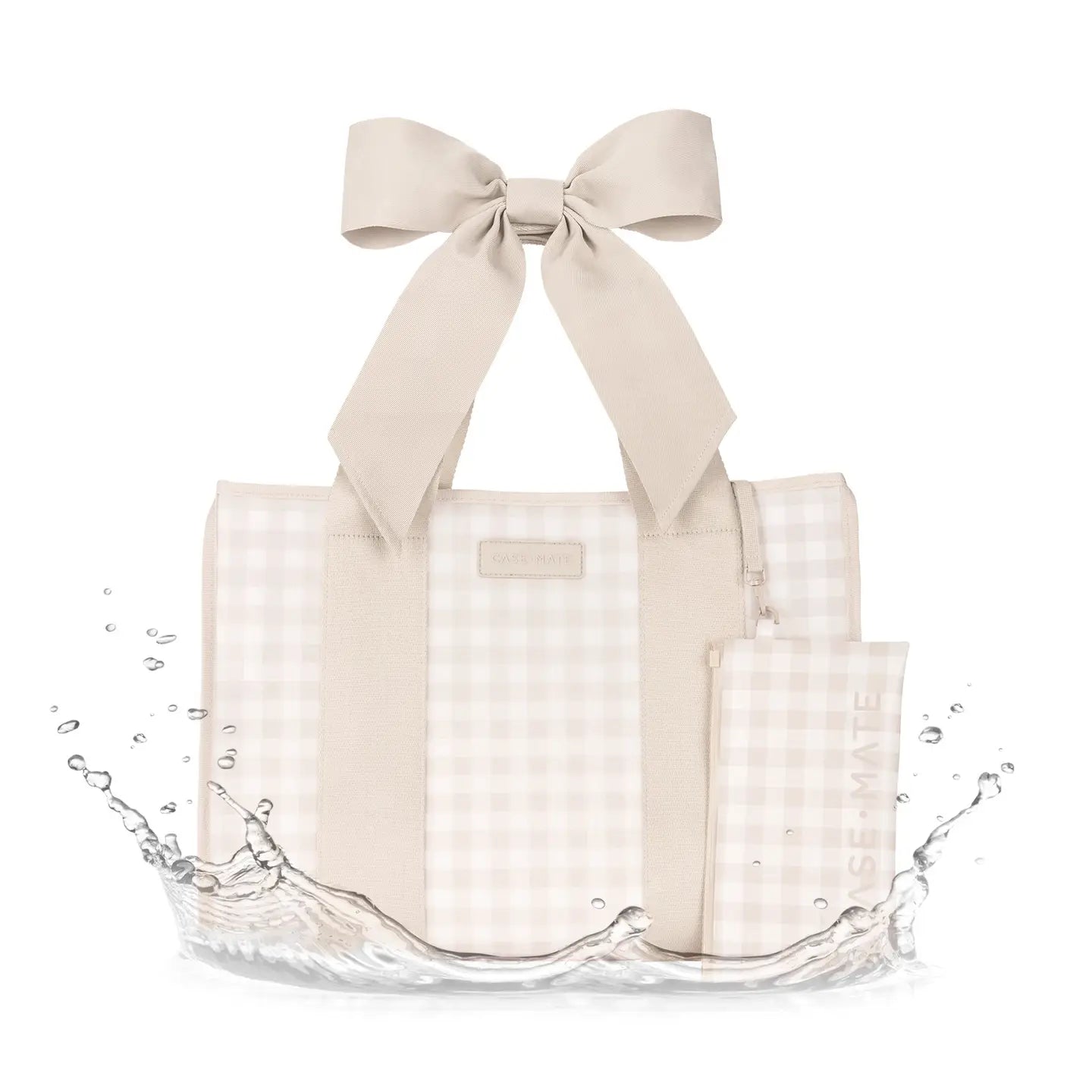CASE-MATE LATTE GINGHAM W/ BOW TOTE