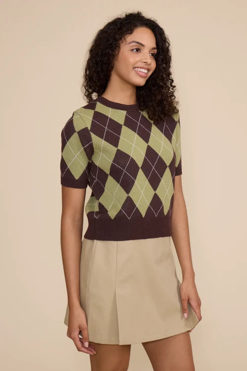 QUINN ARGYLE KNIT IN BROWN/GREEN