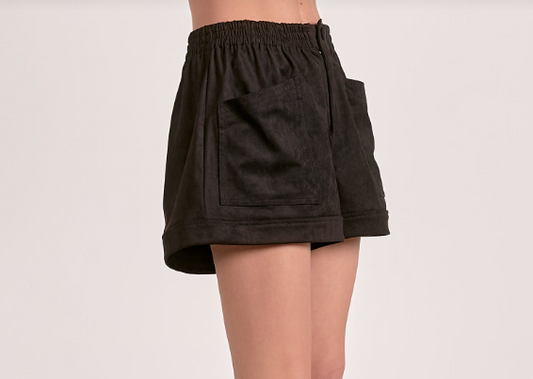 SUEDE SHORTS IN BLACK