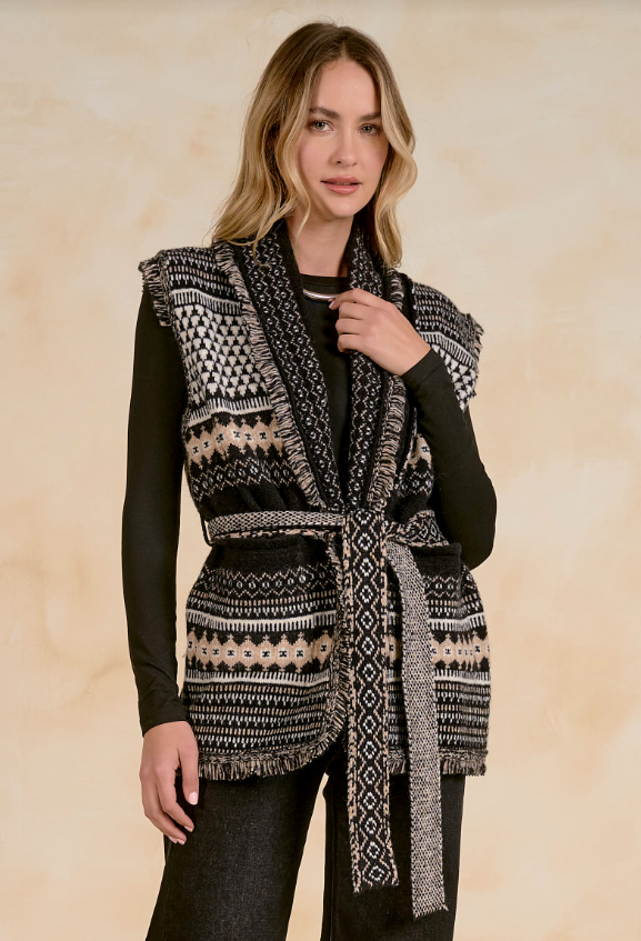 BLACK MULTI SLEEVELESS SWEATER