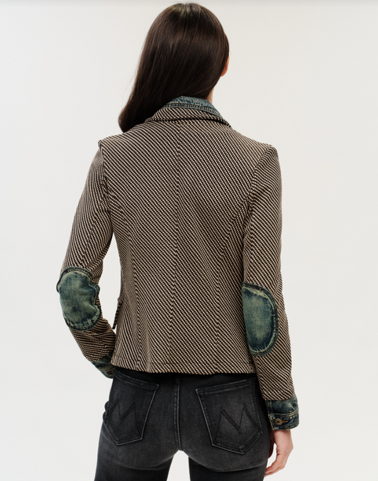 MIXED MEDIA JACKET IN LEXINGTON CHECK