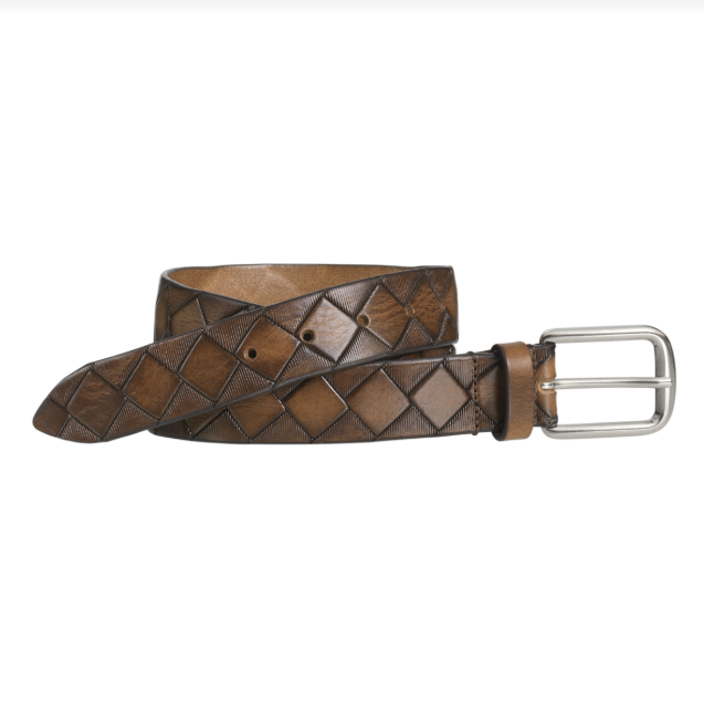JOHNSTON & MURPHY 75-7496 BASKETWEAVE BELT IN TAN