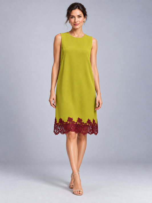 ROXY LACE HEM CHARTREUSE DRESS