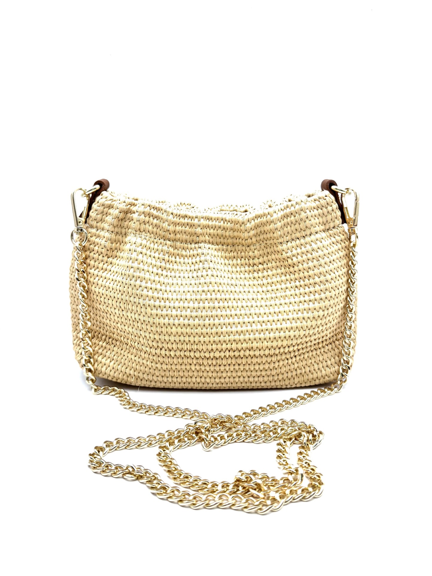 RAFFIA CLUTCH CROSSBODY HANDBAG BEIGE