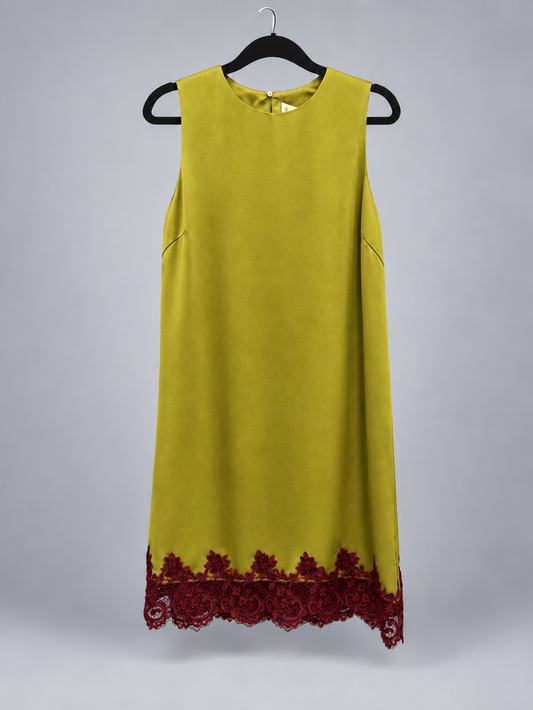 ROXY LACE HEM CHARTREUSE DRESS