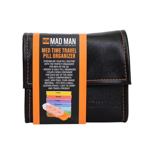 PILL ORGANZIER IN LEATHER TRAVEL POUCH