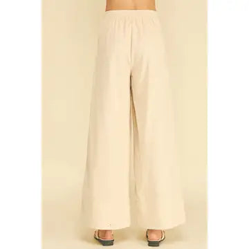 CORDUROY WIDE LEG BONE WHITE