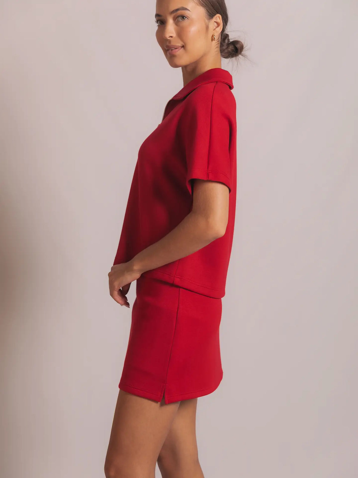 BUTTER MODAL QUARTER ZIP TOP IN RED