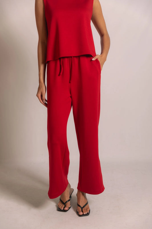 BUTTER MODAL WIDE LEG PANT IN RED
