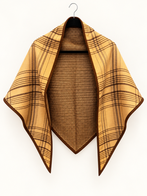 TRIANGLE SCARF SAND PLAID DOUBLE SIDED
