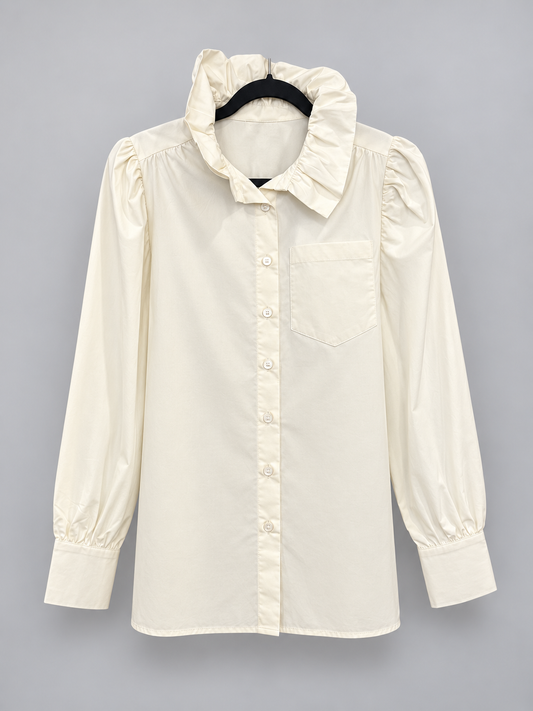 RUFFLE COLLAR CREAM TOP