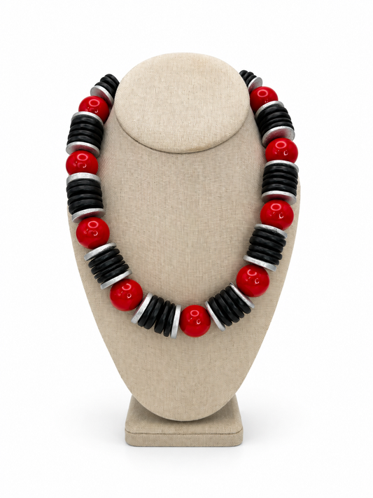 MERRITT MILLIE THE SUTTON BLACK/RED NECKLACE