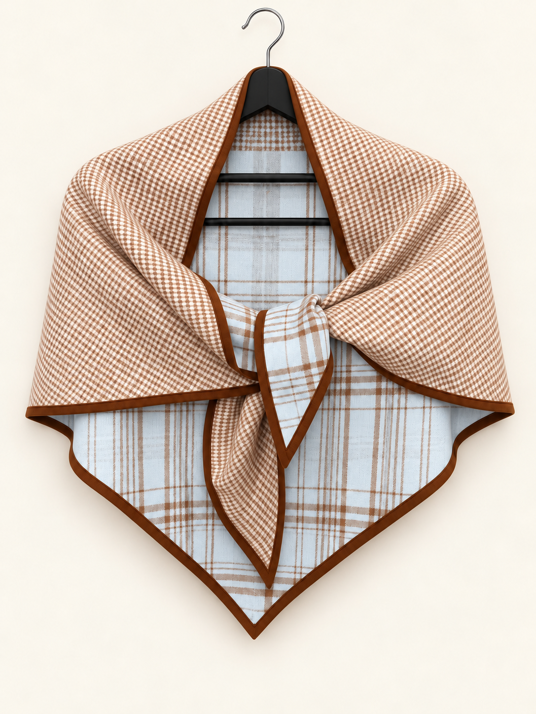TRIANGLE SCARF BLUE PLAID DOUBLE SIDED