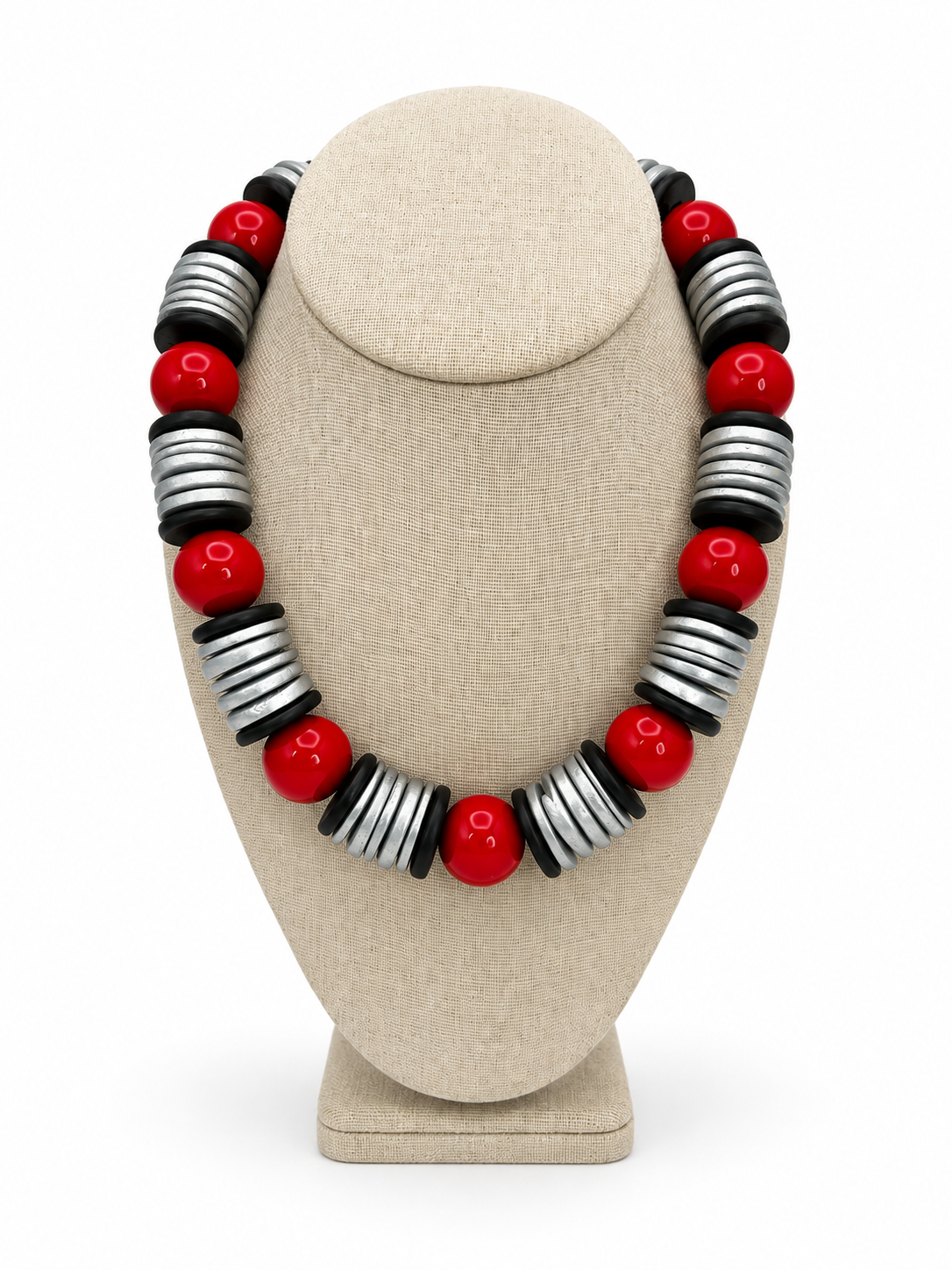 MERRITT MILLIE THE SUTTON SILVER/RED NECKLACE