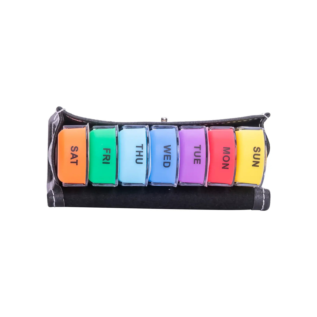 PILL ORGANZIER IN LEATHER TRAVEL POUCH