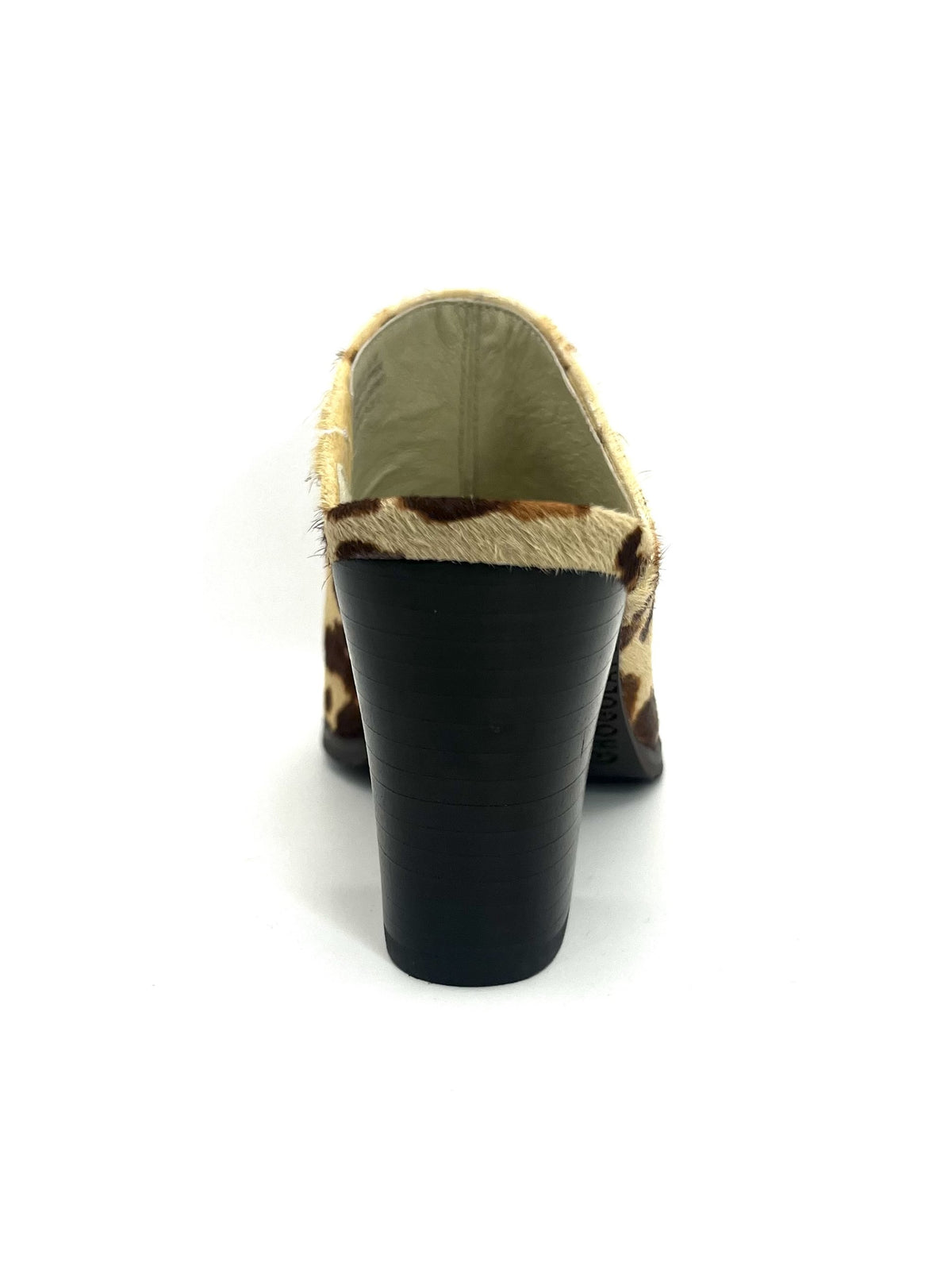 CHOCOLAT BLU EMERALD CREME BROWN CALF HAIR MULE