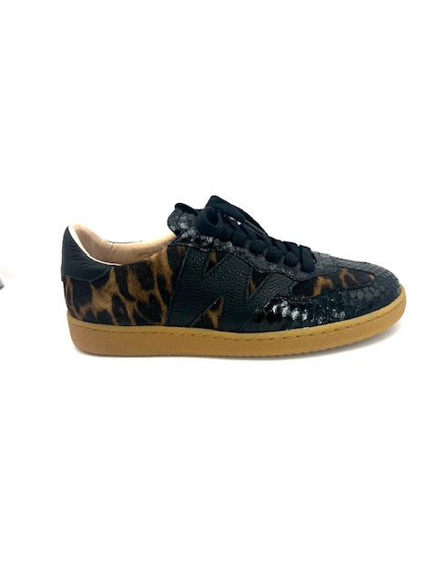 WONDERS AP-2010 COMBO BLACK/LEOPARD SNEAKER