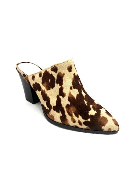 CHOCOLAT BLU EMERALD CREME BROWN CALF HAIR MULE