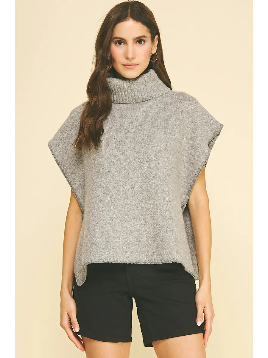 TURT NECK PONCHO TAUPE