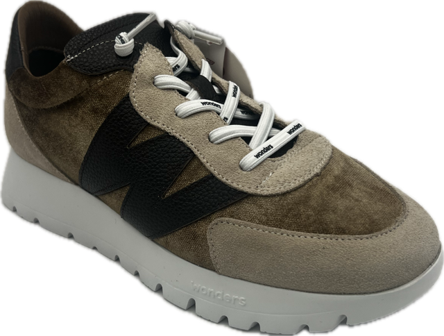WONDERS A-24111 COMBO TAUPE/COFFEE SNEAKER
