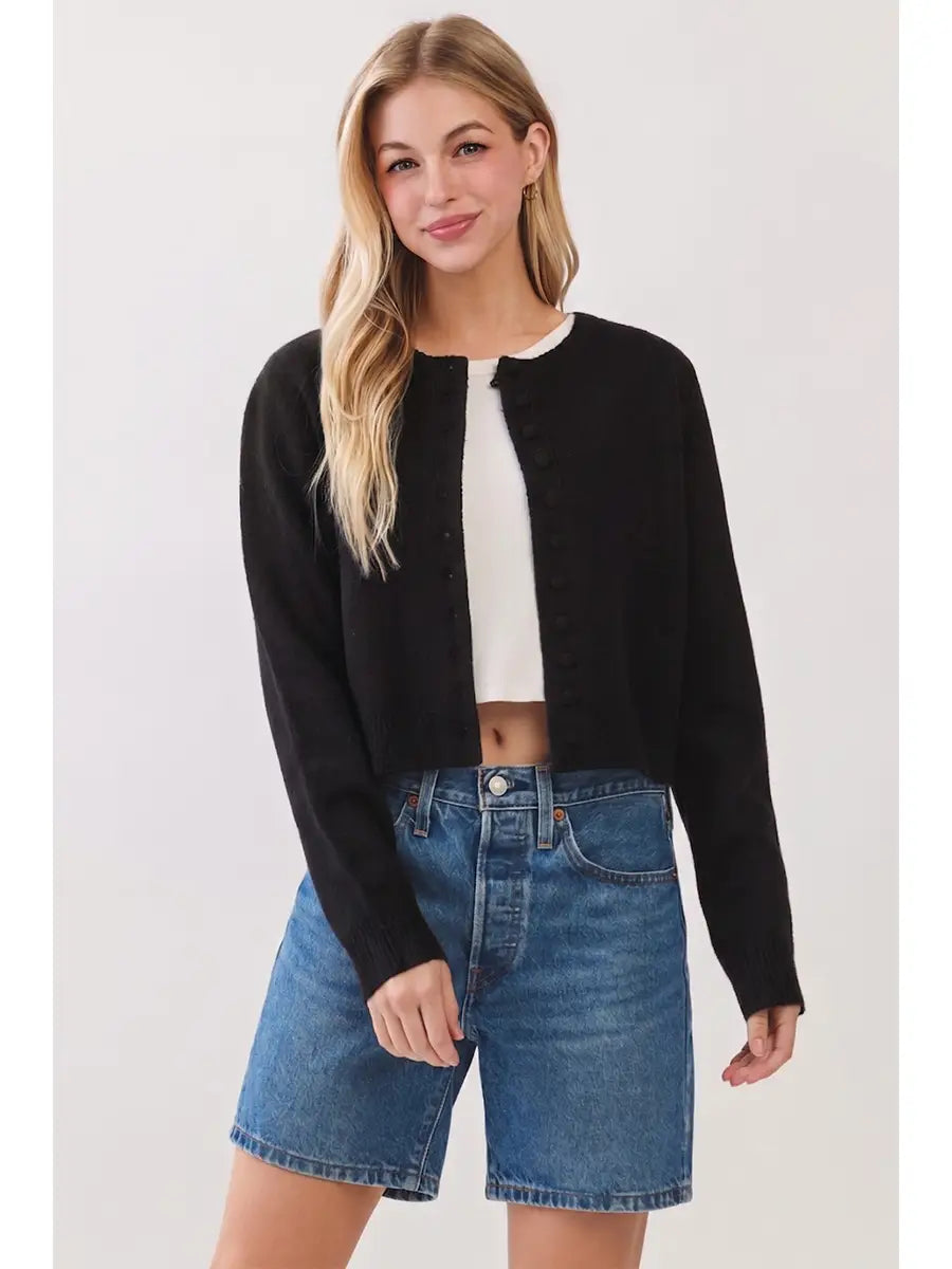 BUTTON DOWN CARDIGAN IN BLACK
