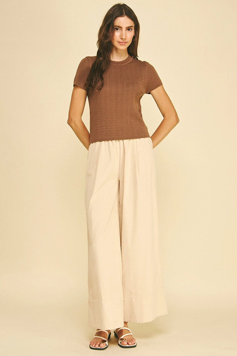 CORDUROY WIDE LEG BONE WHITE