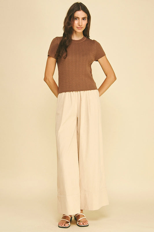 CORDUROY WIDE LEG BONE WHITE