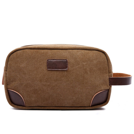 BROWN CANVAS DOPP KIT