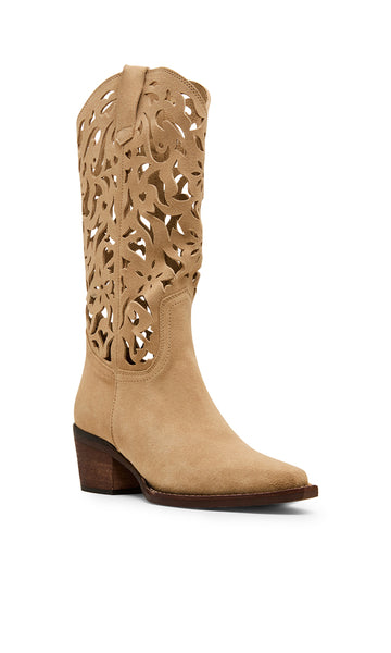 STEVE MADDEN ALBANY CUT OUT TAUPE BOOT