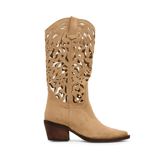 STEVE MADDEN ALBANY CUT OUT TAUPE BOOT