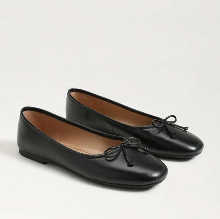 SAM EDELMAN ALIE BLACK LEATHER FLAT