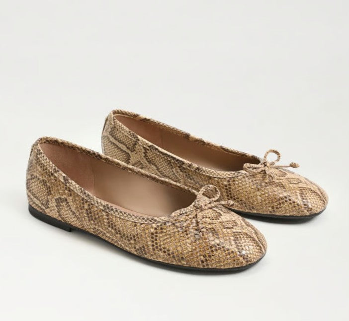 SAM EDELMAN ALIE SAND SNAKE BALLET FLAT