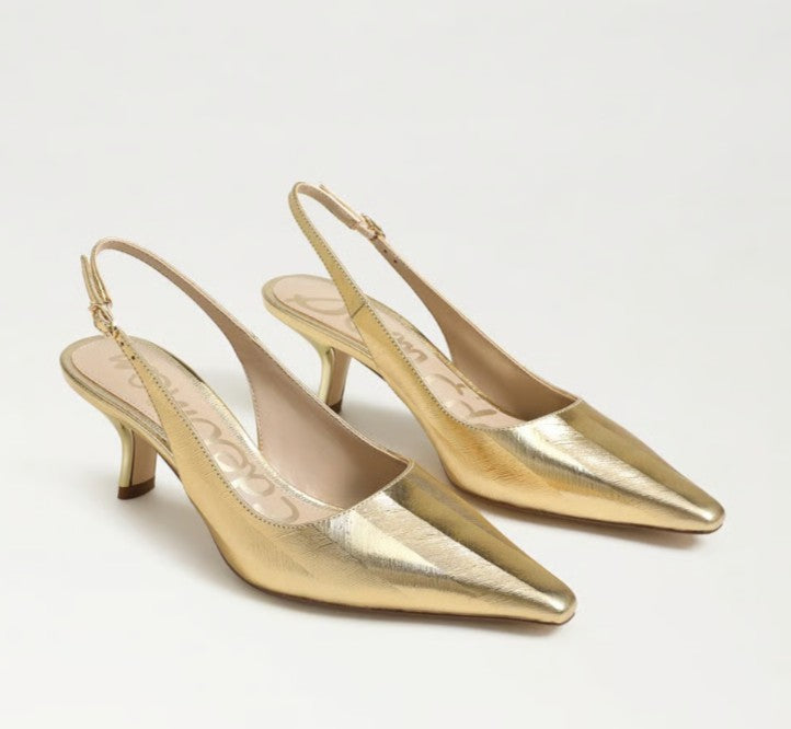 SAM EDELMAN BIANKA AMBER GOLD SLINGBACK HEEL