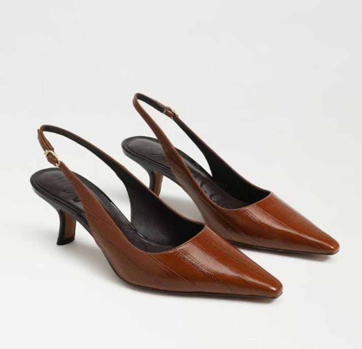 SAM EDELMAN BIANKA FRENCH COGNAC SLINGBACK HEEL
