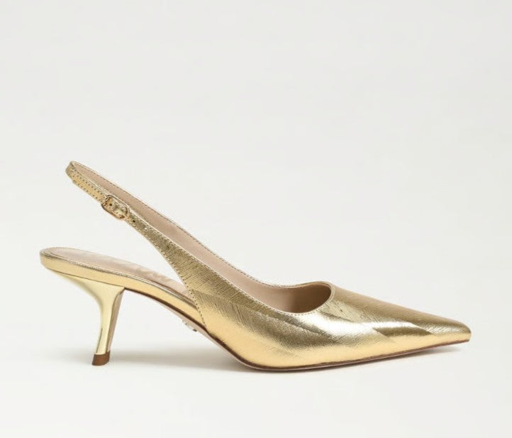 SAM EDELMAN BIANKA AMBER GOLD SLINGBACK HEEL