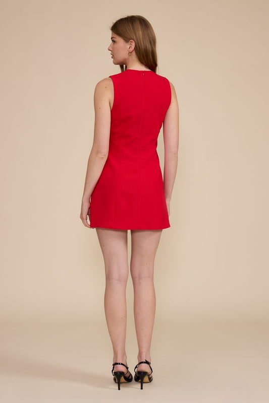 EVA BOW MINI DRESS IN RED