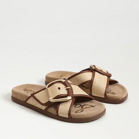 SAM EDELMAN DARLA MULTI BEECHWOOD COGNAC SLIDE