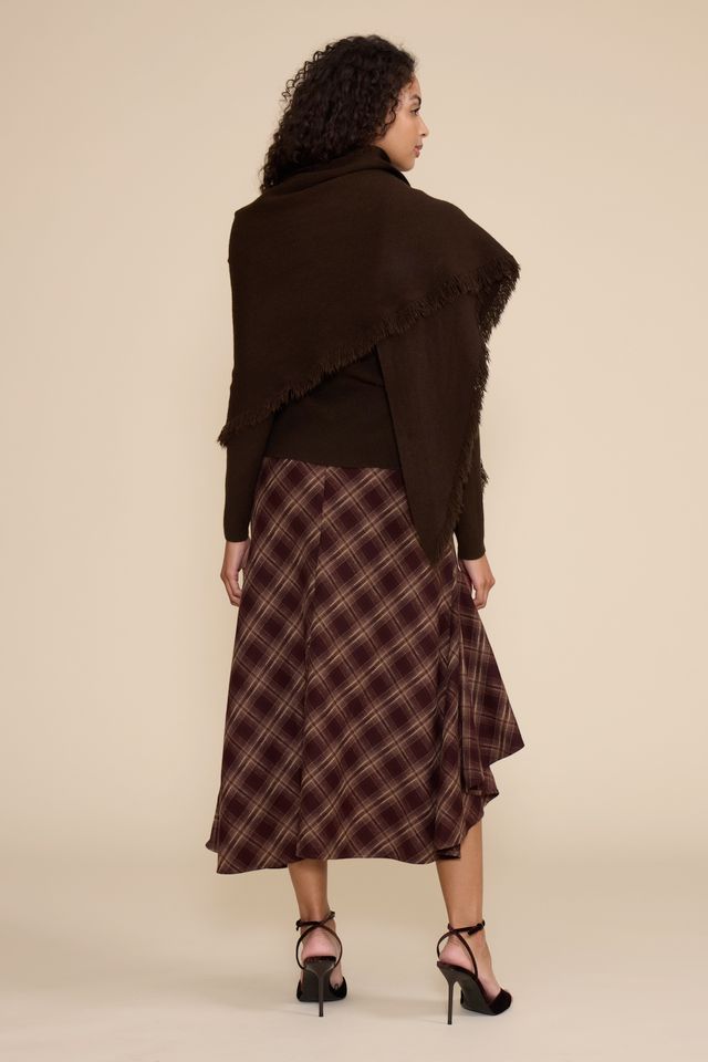 MIKEY ASYMMETRICAL SKIRT BROWN PLAID