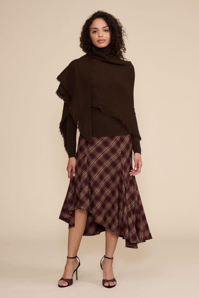 MIKEY ASYMMETRICAL SKIRT BROWN PLAID