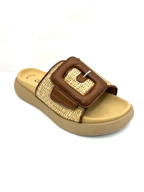 GABOR BAST HT NATURAL RAFFIA SLIDE WITH BUCKLE