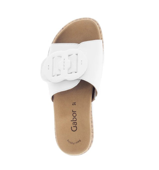 GABOR NAPPA WHITE  SLIDE WITH BUCKLE