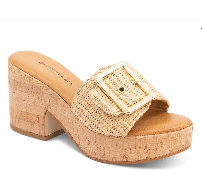 CHOCOLAT BLU GANI NATURAL RAFFIA PLATFORM