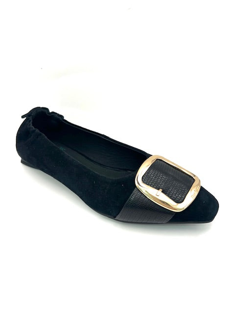 THE FLEXX GISELLE BLACK FLAT WITH BUCKLE