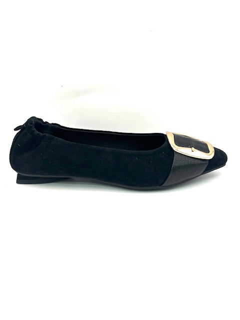 THE FLEXX GISELLE BLACK FLAT WITH BUCKLE