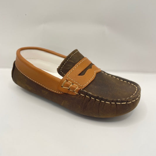 KONE M5005 OLIVE/NATURAL BOYS LOAFER