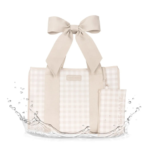 CASE-MATE LATTE GINGHAM W/ BOW TOTE